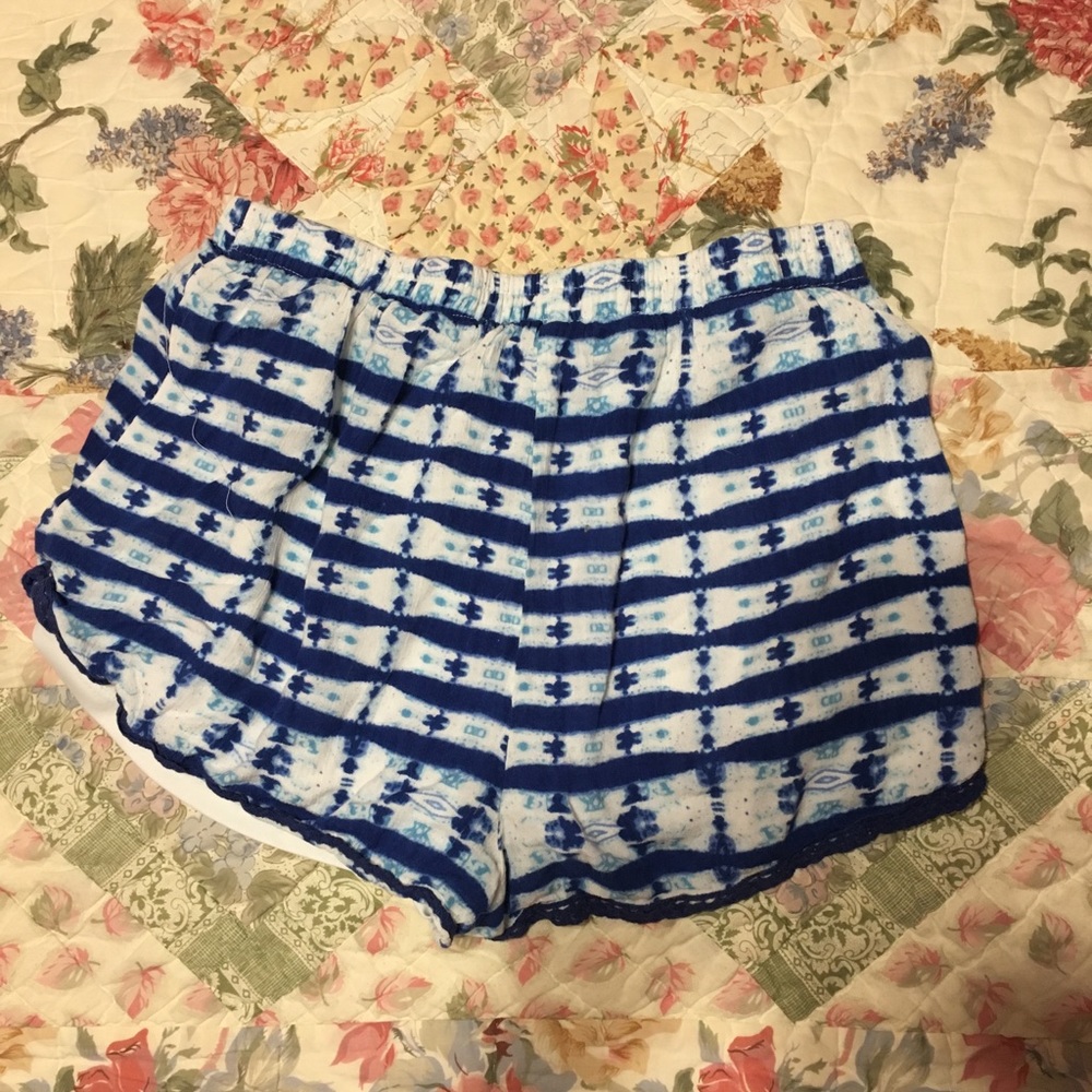 Charlotte Russe Navy and White Tie Dye Shorts